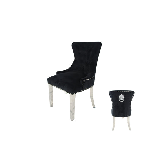 Chelsea 01 Black Chair (Lion Knocker/Chrome Legs)