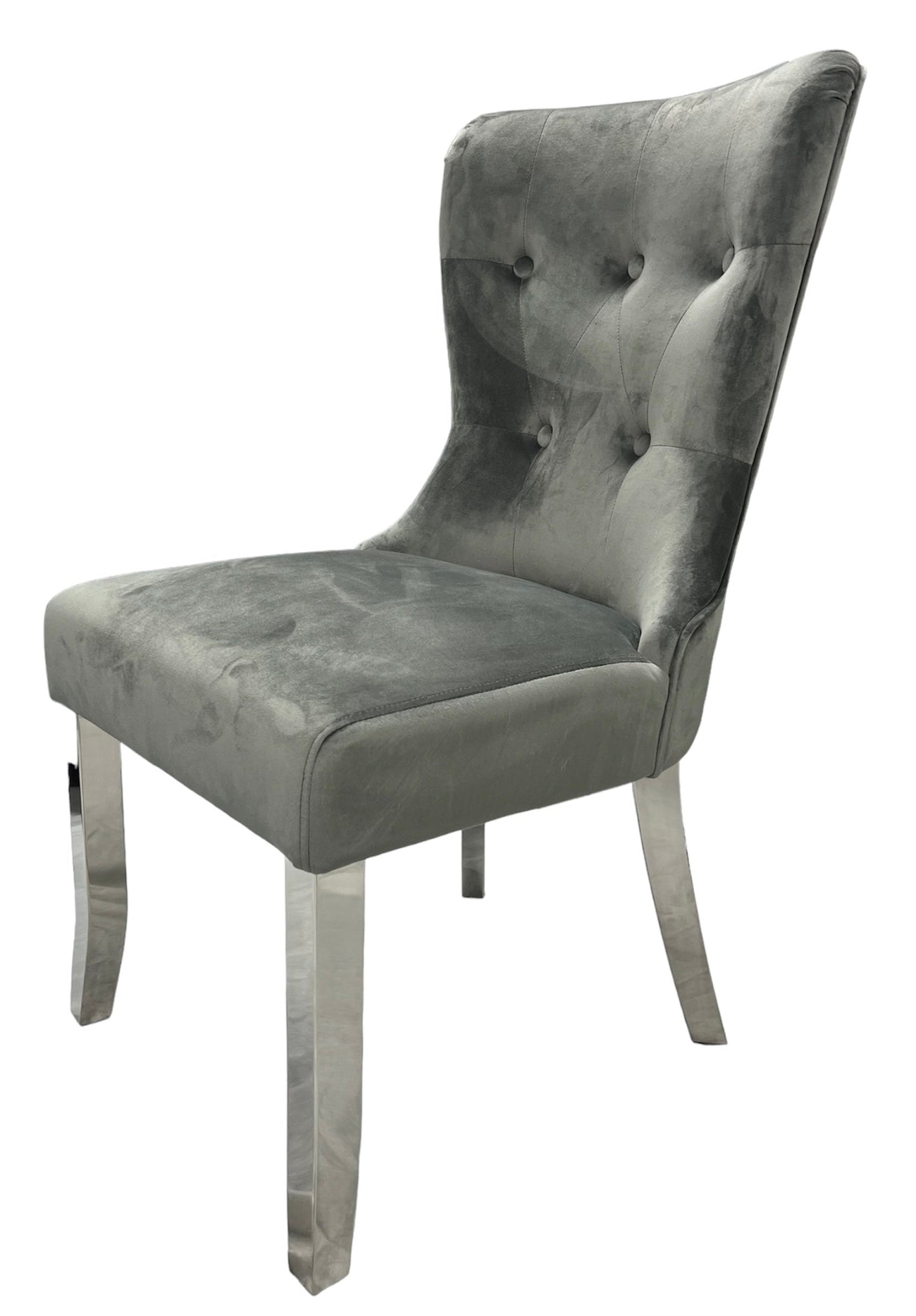2 x Bentley Dark Grey Chairs (Chrome Legs) detail