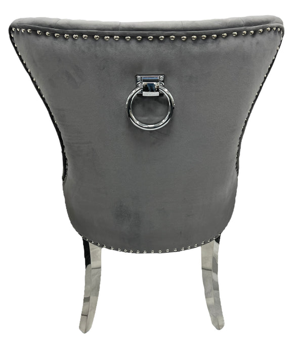 Chelsea Dark Grey Chair (Ring Knocker/Chrome Legs)