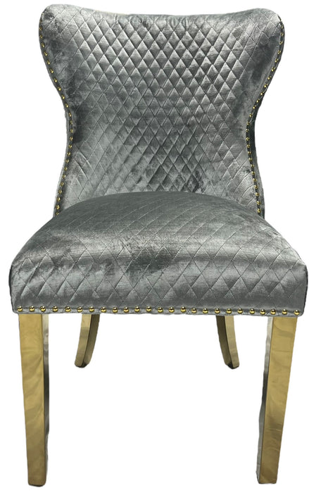 G-Lewis Light Grey Chair (Lion Knocker/Gold Legs)