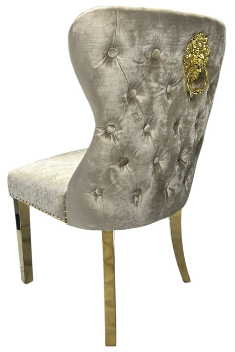 G-Lewis Mink Chair (Lion Knocker/Gold Legs)