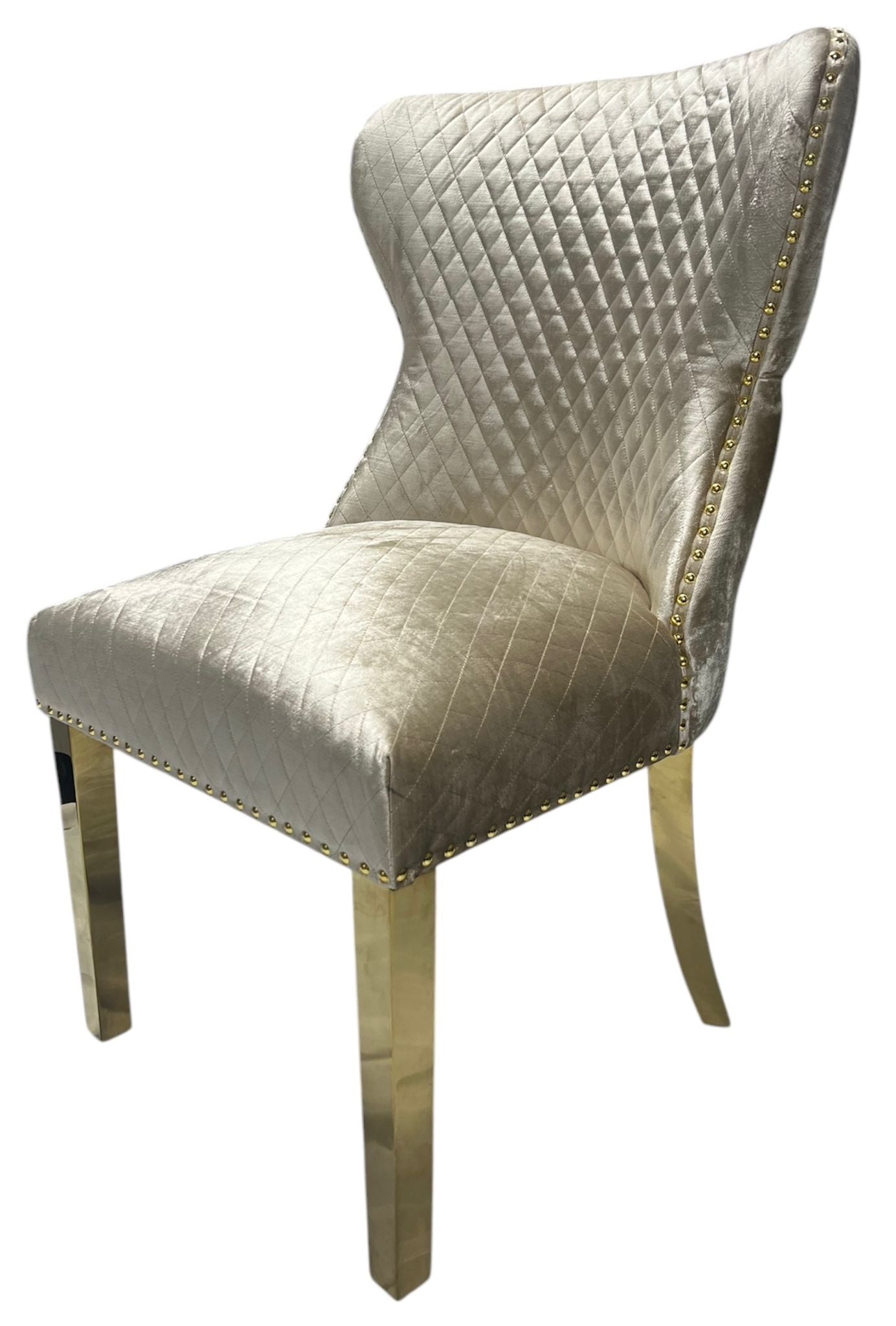 2 x G-Lewis Mink Chairs (Lion Knocker/Gold Legs) detail