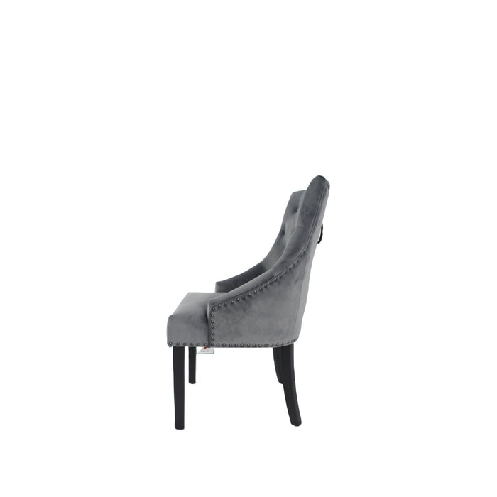 BK-Jessica Dark Grey Chair (Black Ring Knocker/Black Legs)