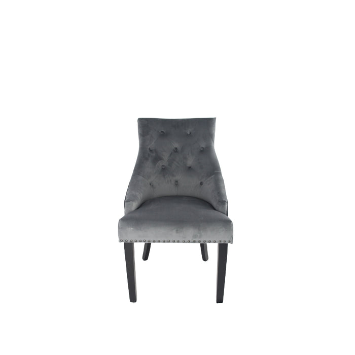 BK-Jessica Dark Grey Chair (Black Ring Knocker/Black Legs)