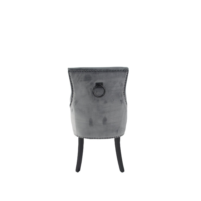 BK-Jessica Dark Grey Chair (Black Ring Knocker/Black Legs)