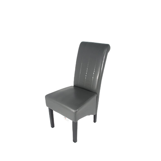 Lucy PU Dark Grey Chair (Black Wooden Legs)