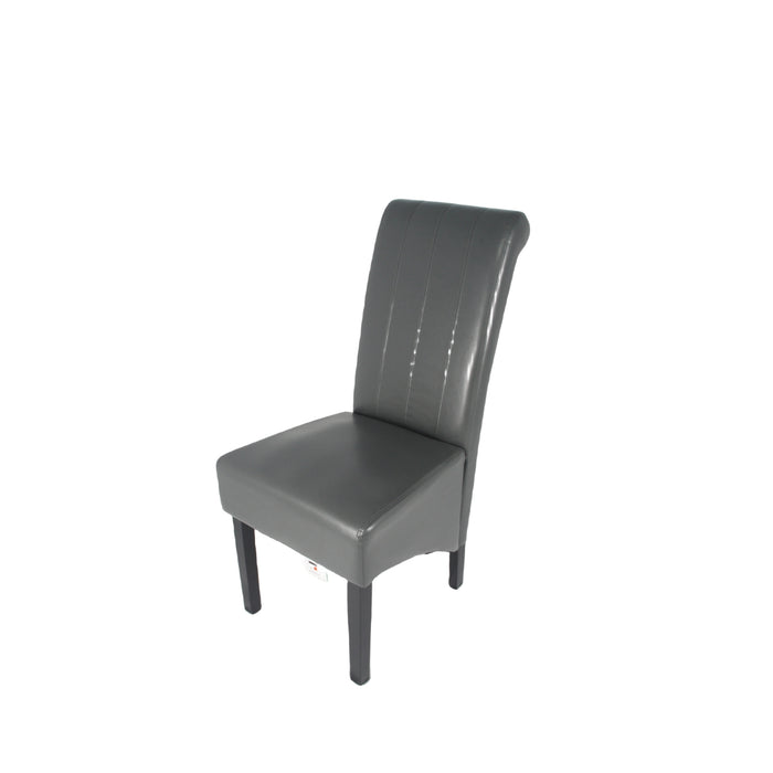 Lucy PU Dark Grey Chair (Black Wooden Legs)