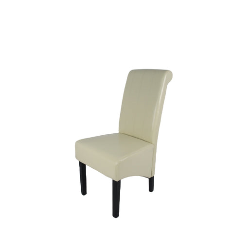Lucy PU Cream Chair (Black Wooden Legs)