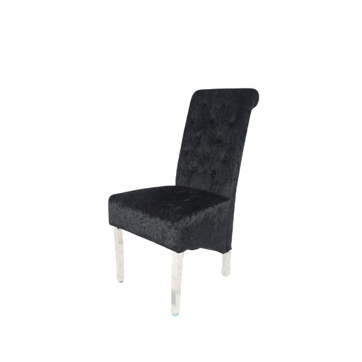 Lucy 01 Crushed Black Chair (Lion Knocker/Chrome Legs)