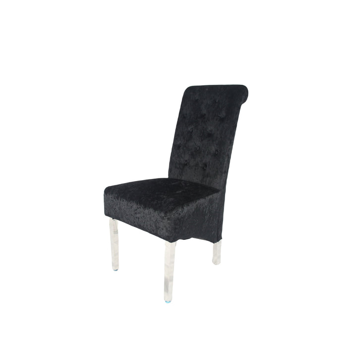 Lucy 01 Crushed Black Chair (Lion Knocker/Chrome Legs)