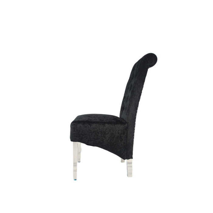 Lucy 01 Crushed Black Chair (Lion Knocker/Chrome Legs)