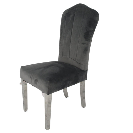 2 x Alice Dark Grey Chairs (Chrome Legs) detail