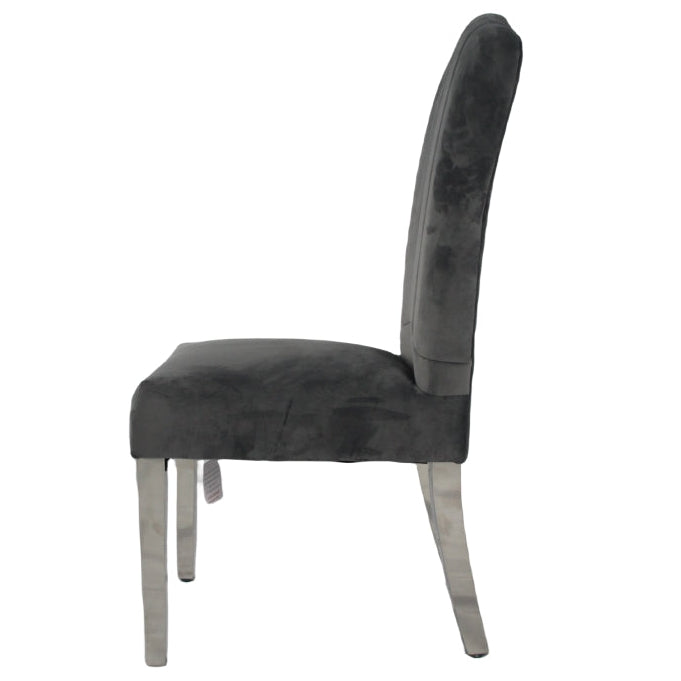 2 x Alice Dark Grey Chairs (Chrome Legs) detail
