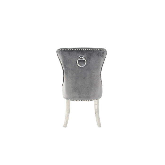 Chelsea Dark Grey Chair (Ring Knocker/Chrome Legs)