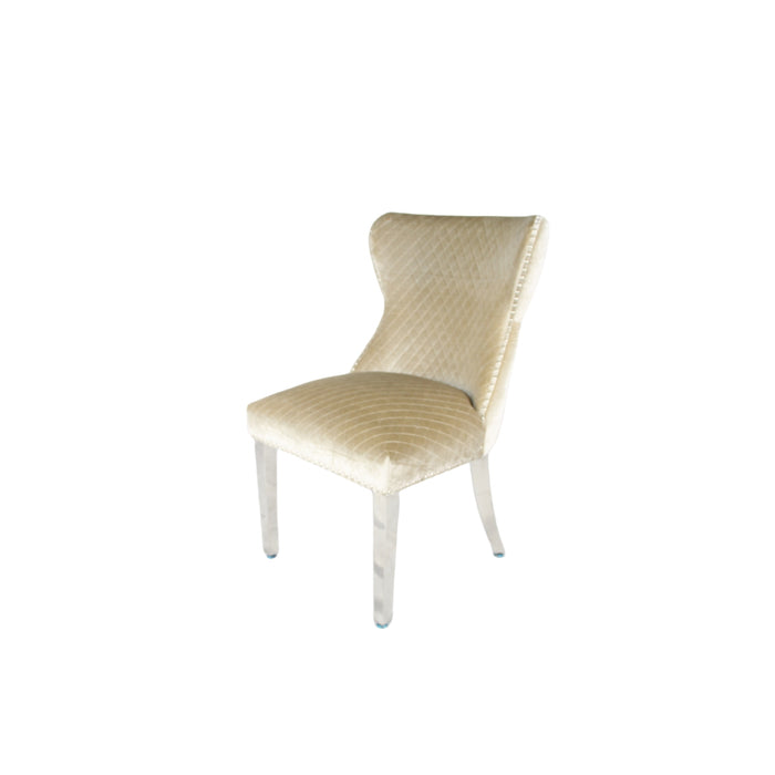 Lewis Mink Chair (Lion Knocker/Chrome Legs)