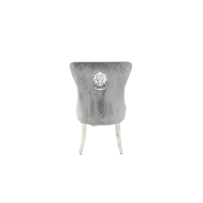 Mayfair Dark Grey Chair (Lion Knocker/Chrome Legs)