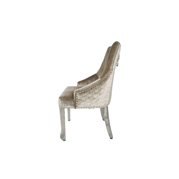 Roma Mink Chair (Lion Knocker/Chrome Legs)