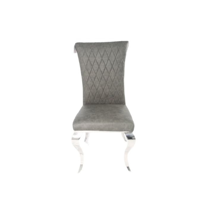 London PU Dark Grey Chair (Chrome Legs)