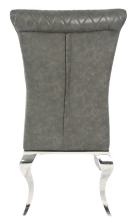 2 x London PU Dark Grey Chairs (Chrome Legs) detail