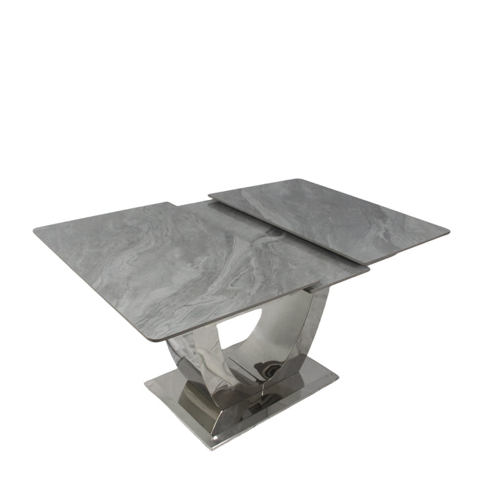London Extend Dining Table- 1.2-1.5/1.6-2m Grey Ceramic