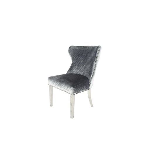 Lewis Light Grey Chair (Lion Knocker/Chrome Legs)