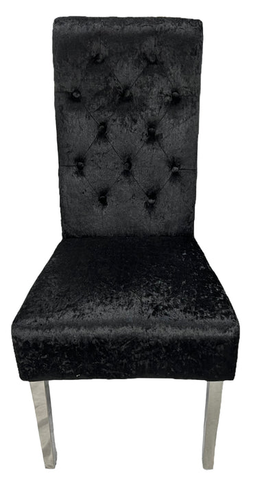 Lucy 01 Crushed Black Chair (Lion Knocker/Chrome Legs)