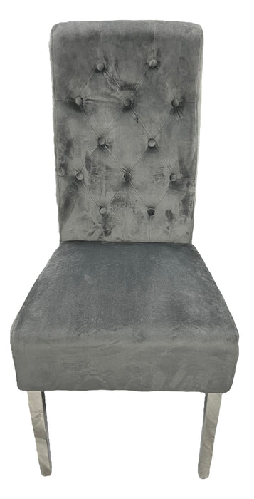 Lucy 01 Dark Grey Chair (Lion Knocker/Chrome Legs)