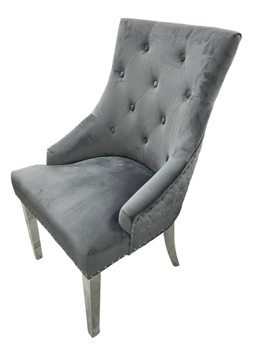 NK-Roma Dark Grey Chair (No Knocker/Chrome Legs)
