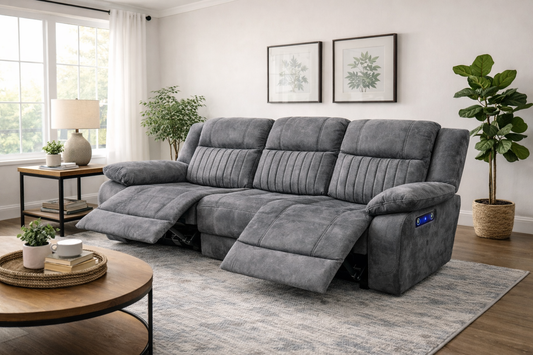 Rose Charcoal 3 Seater Recliner Sofa