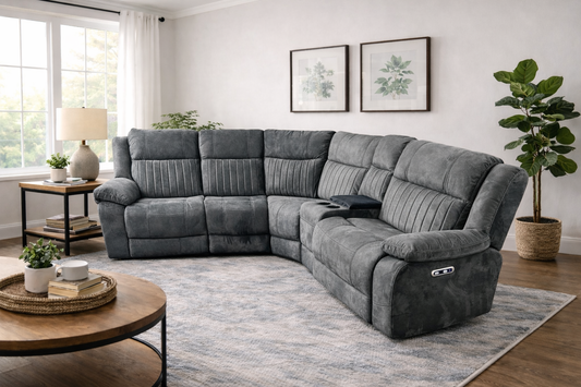 Rose Charcoal 2+1 Corner Recliner Sofa