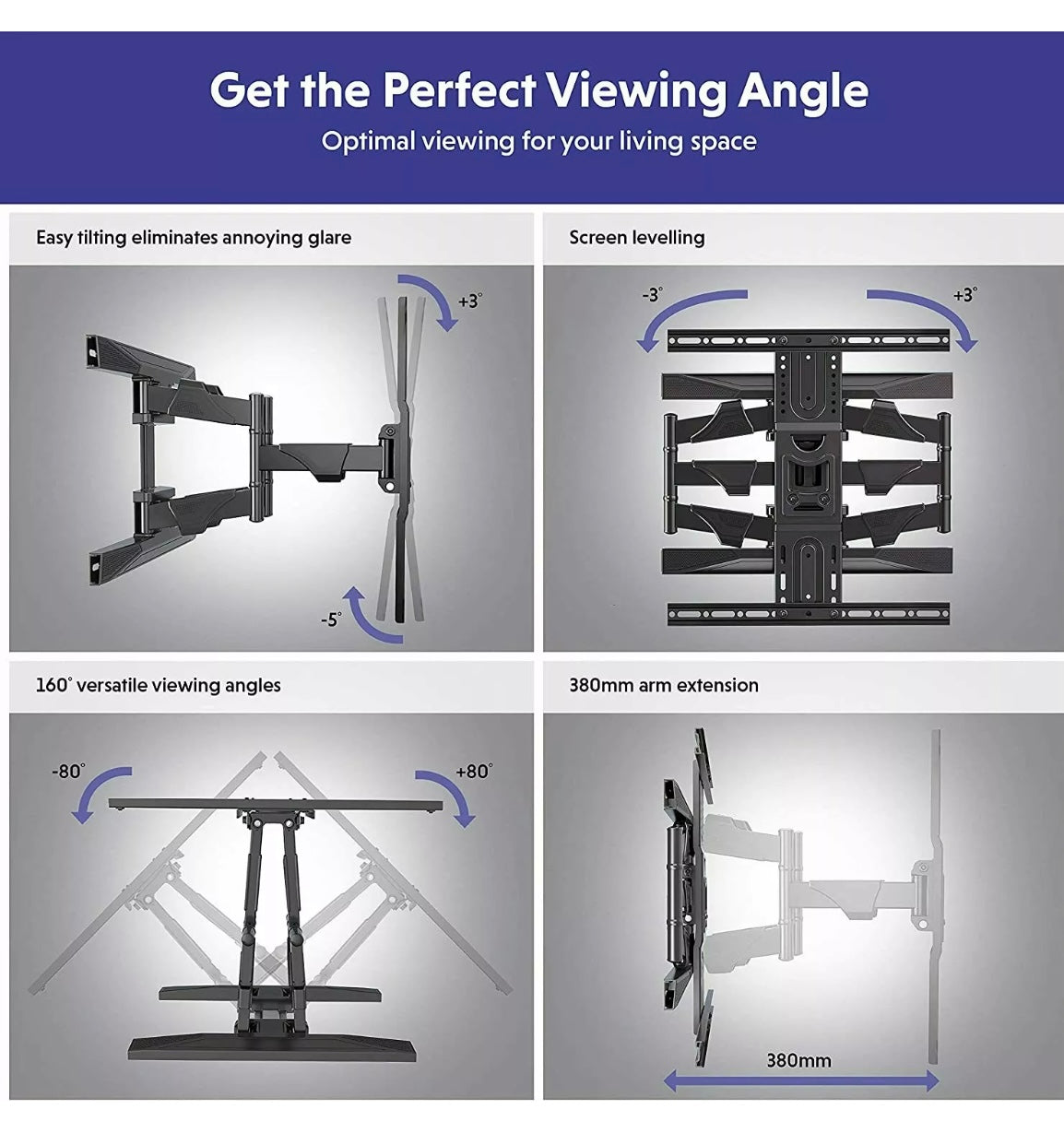 Invision EV600 Swivel TV Wall Bracket - 37-65" TVs