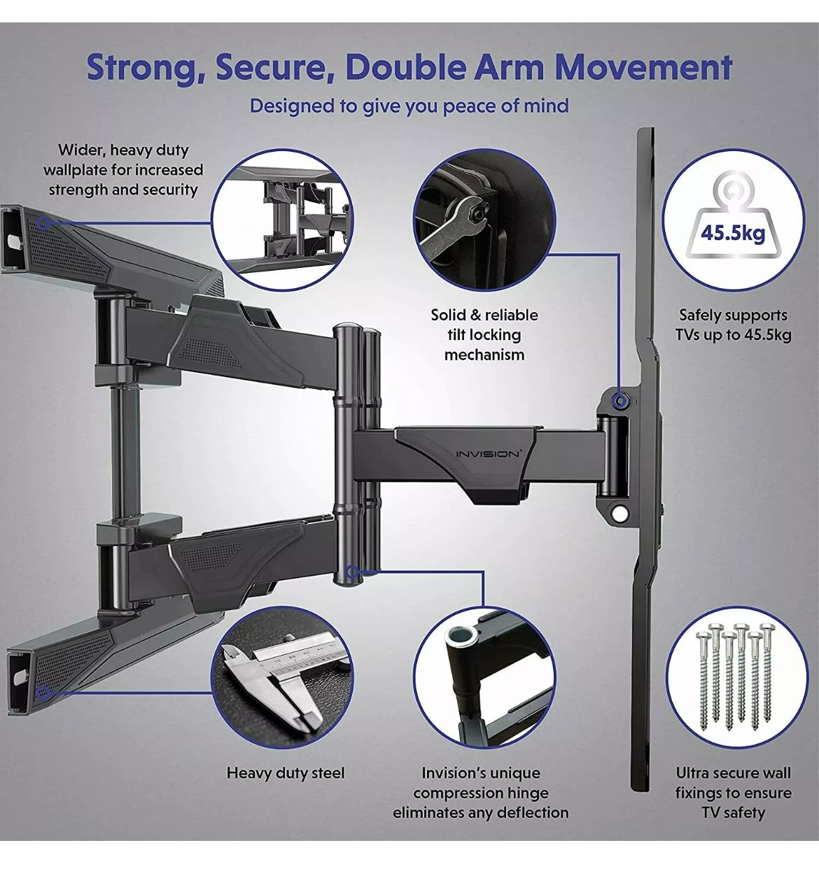 Invision EV600 Swivel TV Wall Bracket - 37-65" TVs