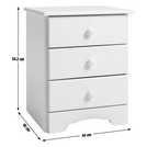 Nordic 3 Drawer Bedside Table - White