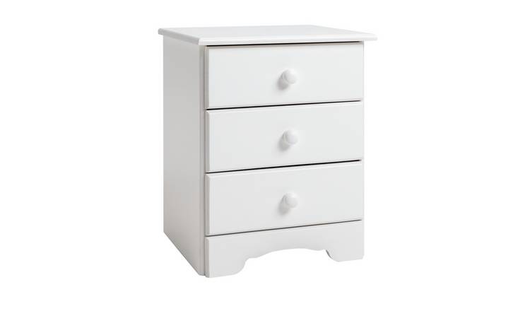 Nordic 3 Drawer Bedside Table - White