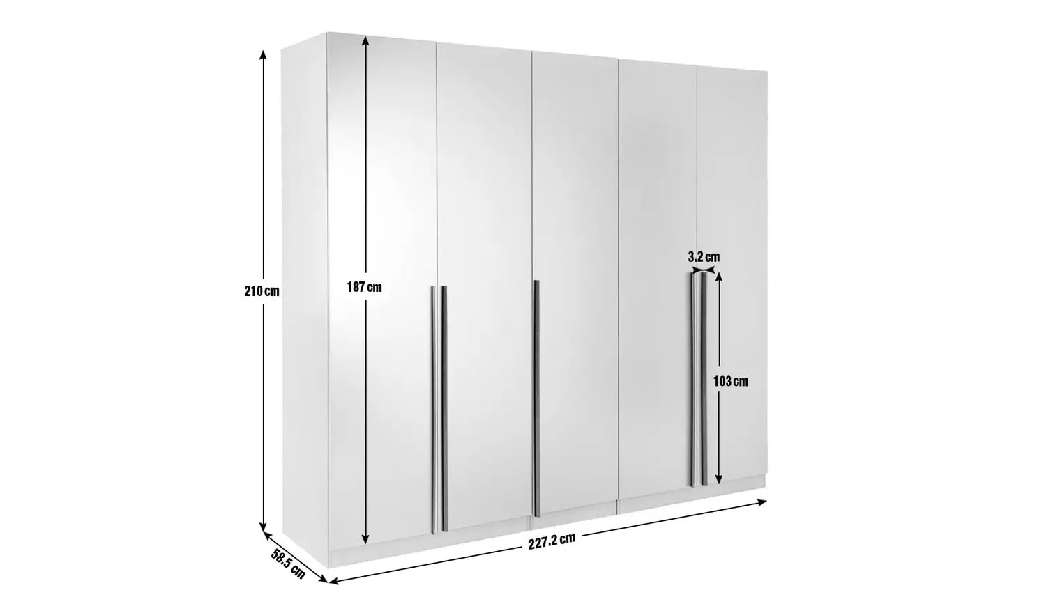 Habitat Munich 5 Door Wardrobe - White & Oak Effect