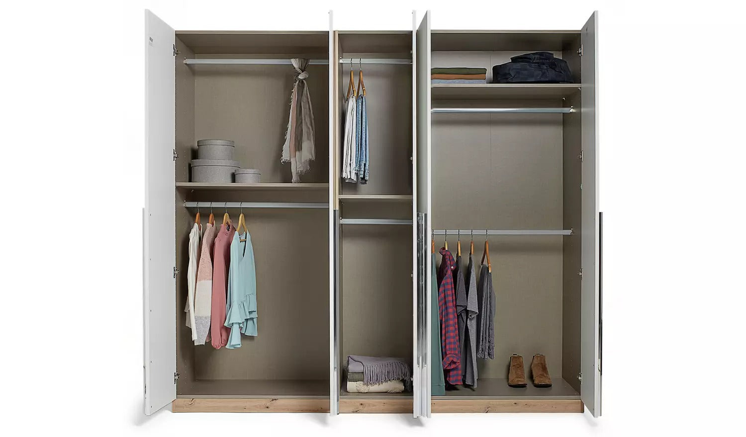 Habitat Munich 5 Door Wardrobe - White & Oak Effect