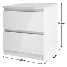 Habitat Jenson 2 Drawer Bedside Table - Gloss White