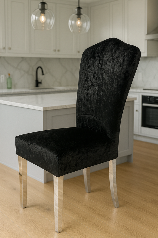 2 x Alice Black Chairs (Chrome Legs)