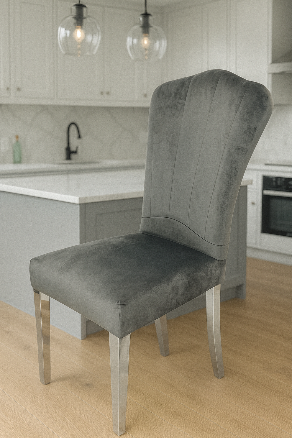 2 x Alice Dark Grey Chairs (Chrome Legs)