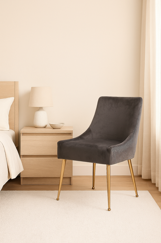 2 x G-Milan Dark Grey Chairs (Gold Legs)