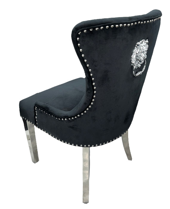 Chelsea 01 Black Chair (Lion Knocker/Chrome Legs)