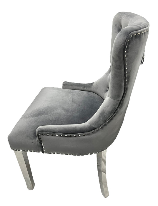 Chelsea Dark Grey Chair (Ring Knocker/Chrome Legs)