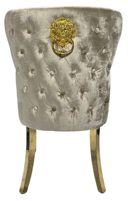 G-Lewis Mink Chair (Lion Knocker/Gold Legs)