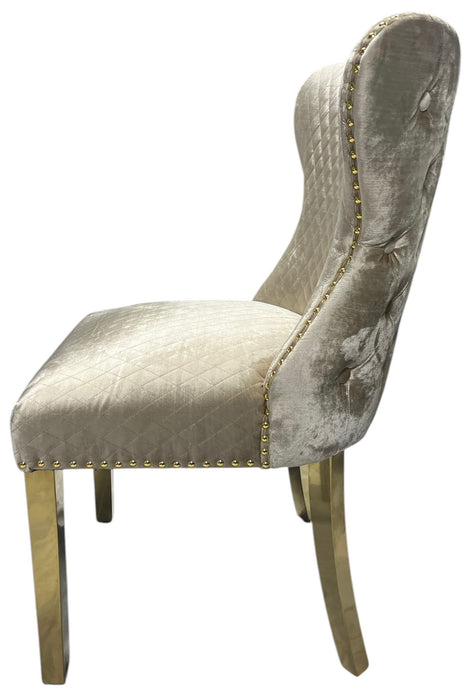 G-Lewis Mink Chair (Lion Knocker/Gold Legs)