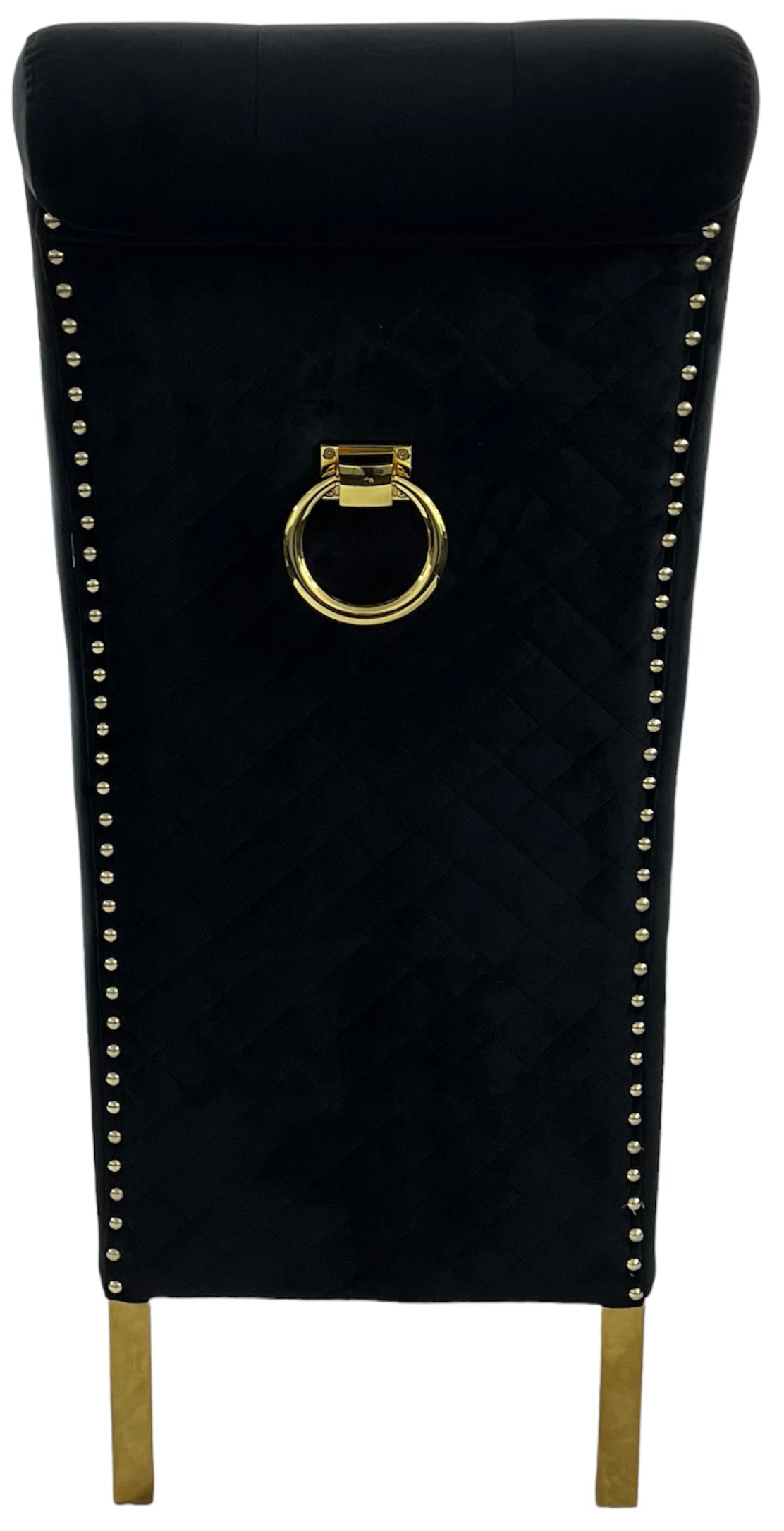 2 x G-Lucy Black Chairs (Ring Knocker/Gold Legs) detail