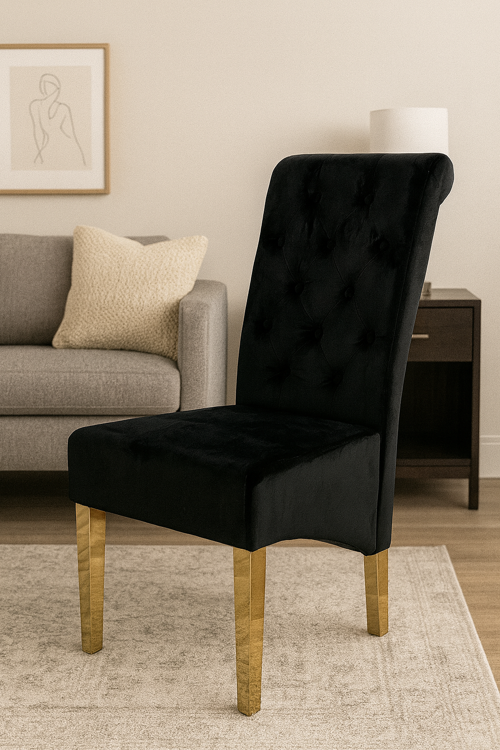 2 x G-Lucy Black Chairs (Ring Knocker/Gold Legs)