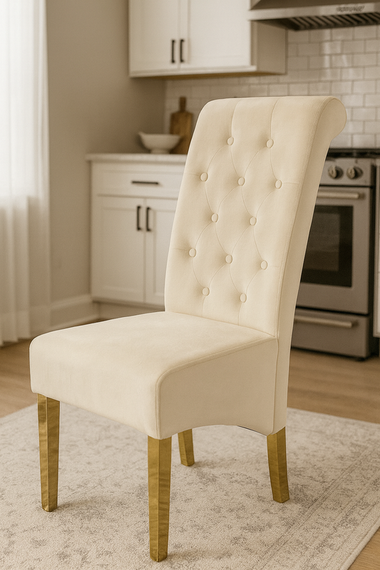 2 x G-Lucy Cream Chairs (Ring Knocker/Gold Legs)