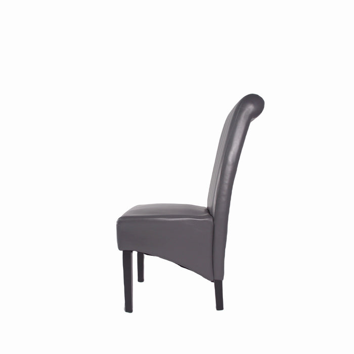 Lucy PU Dark Grey Chair (Black Wooden Legs)