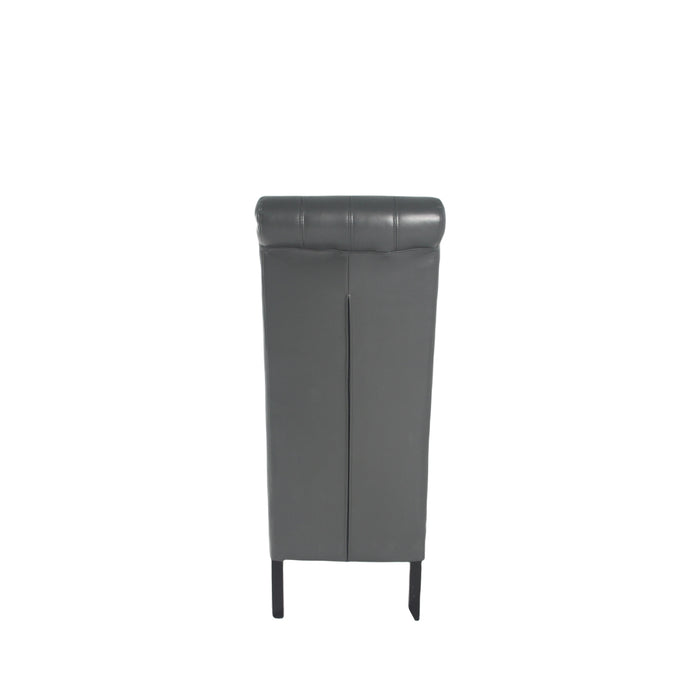 Lucy PU Dark Grey Chair (Black Wooden Legs)