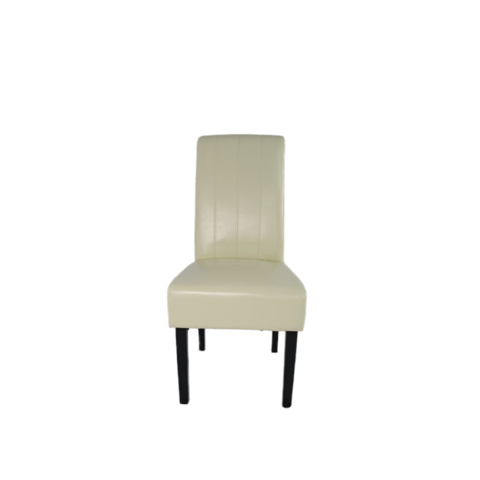 Lucy PU Cream Chair (Black Wooden Legs)